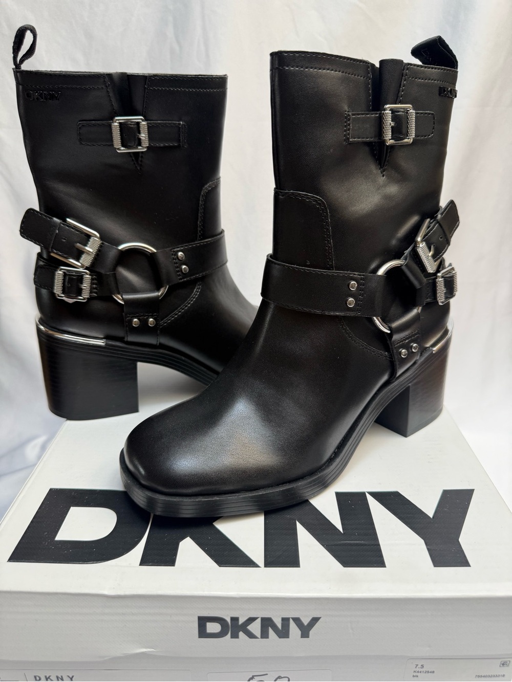 DKNY Women's Nolan Harness Boots, Size 7.5 Color Black Retail $169 New With Box
